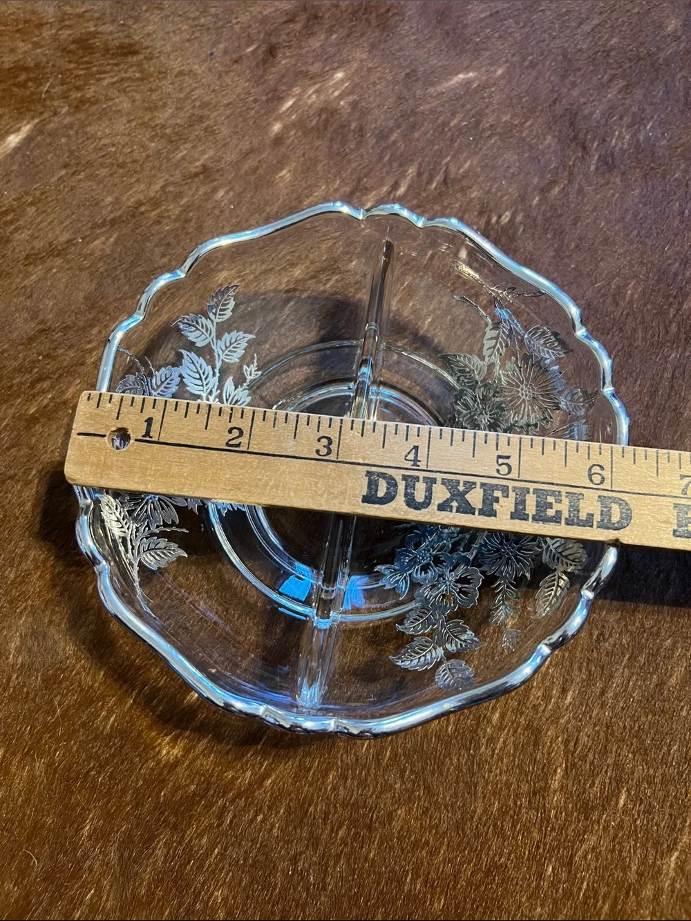 Vintage SIlver City Flanders Floral Divided 6 1/2 Bowl Elegant Crystal Bowl